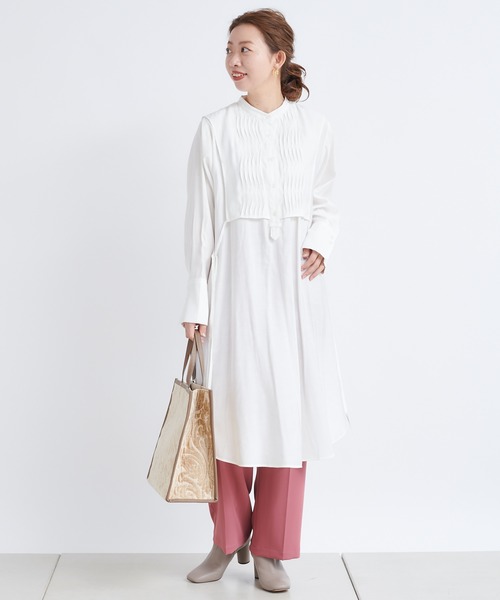 DouDou（ドゥドゥ）の「レイヤードシャツワンピース（ワンピース・レディース・オフホワイト/ブラック/ミント・FREE）」の9枚目の写真