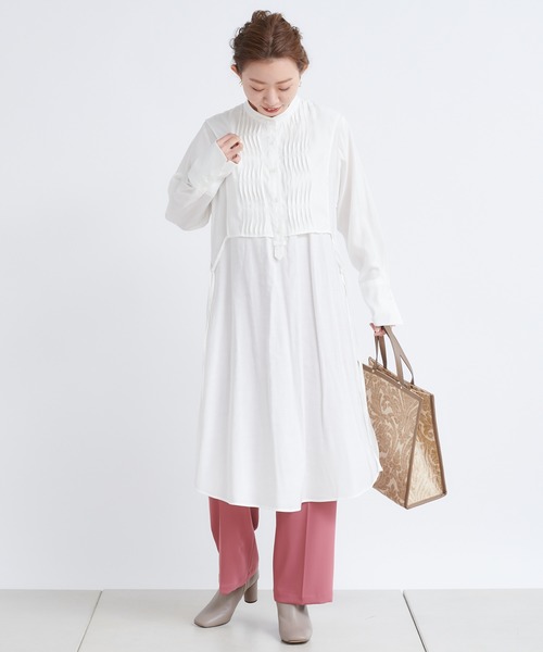 DouDou（ドゥドゥ）の「レイヤードシャツワンピース（ワンピース・レディース・オフホワイト/ブラック/ミント・FREE）」の11枚目の写真