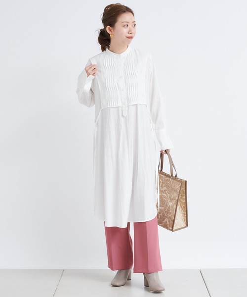 DouDou（ドゥドゥ）の「レイヤードシャツワンピース（ワンピース・レディース・オフホワイト/ブラック/ミント・FREE）」の12枚目の写真