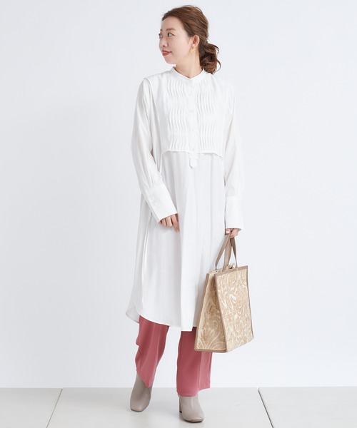 DouDou（ドゥドゥ）の「レイヤードシャツワンピース（ワンピース・レディース・オフホワイト/ブラック/ミント・FREE）」の13枚目の写真