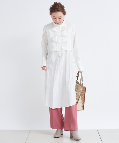 DouDou（ドゥドゥ）の「レイヤードシャツワンピース（ワンピース・レディース・オフホワイト/ブラック/ミント・FREE）」の14枚目の写真