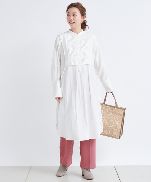 DouDou（ドゥドゥ）の「レイヤードシャツワンピース（ワンピース・レディース・オフホワイト/ブラック/ミント・FREE）」の15枚目の写真