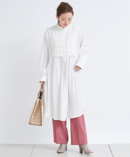 DouDou（ドゥドゥ）の「レイヤードシャツワンピース（ワンピース・レディース・オフホワイト/ブラック/ミント・FREE）」の16枚目の写真