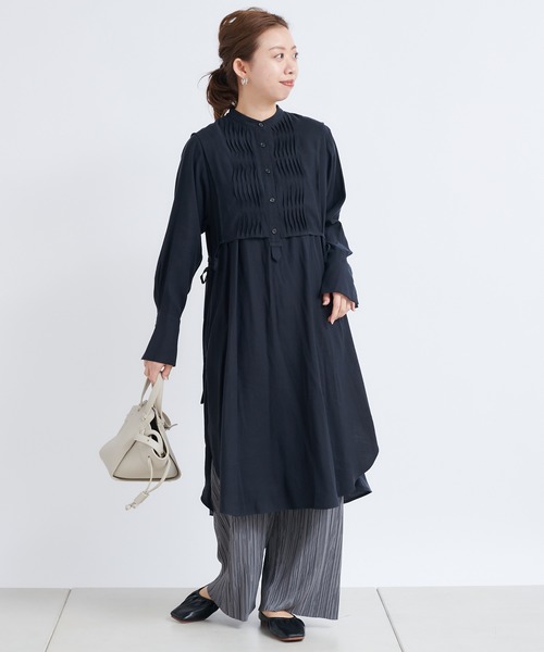 DouDou（ドゥドゥ）の「レイヤードシャツワンピース（ワンピース・レディース・オフホワイト/ブラック/ミント・FREE）」の18枚目の写真