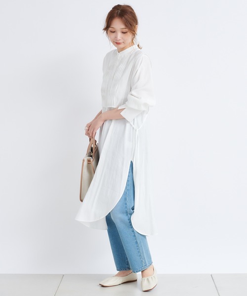 DouDou（ドゥドゥ）の「レイヤードシャツワンピース（ワンピース・レディース・オフホワイト/ブラック/ミント・FREE）」の4枚目の写真