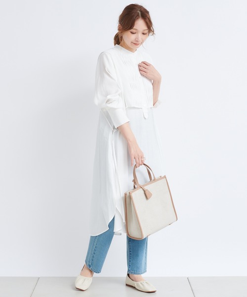 DouDou（ドゥドゥ）の「レイヤードシャツワンピース（ワンピース・レディース・オフホワイト/ブラック/ミント・FREE）」の5枚目の写真