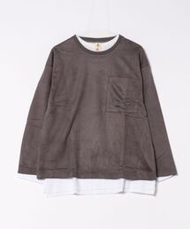 ※セット商品　/ビッグロングスリーブアンサンブル - スエードタッチプルオーバー＆天竺カットソー/