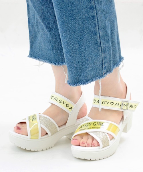 algy（アルジー）の「【ALGY】ロゴ入りクロスベルトヒールサンダル（サンダル・キッズ・ブラック/イエロー/ピンク/ホワイト・20.0cm/21.0cm/22.0cm/19.0cm/23.0cm）」の4枚目の写真