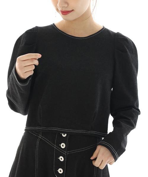 one after another NICE CLAUP（ワンアフターアナザーナイスクラップ）の「カットデニムトップス（Tシャツ/カットソー・レディース・ブラック/オフホワイト/インディゴブルー・FREE）」の3枚目の写真