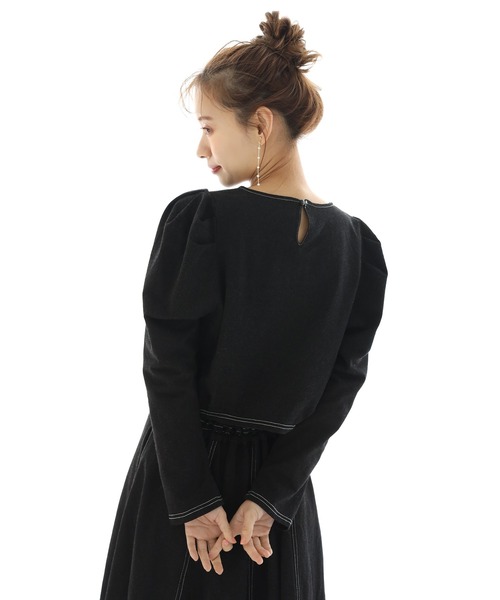 one after another NICE CLAUP（ワンアフターアナザーナイスクラップ）の「カットデニムトップス（Tシャツ/カットソー・レディース・ブラック/オフホワイト/インディゴブルー・FREE）」の9枚目の写真