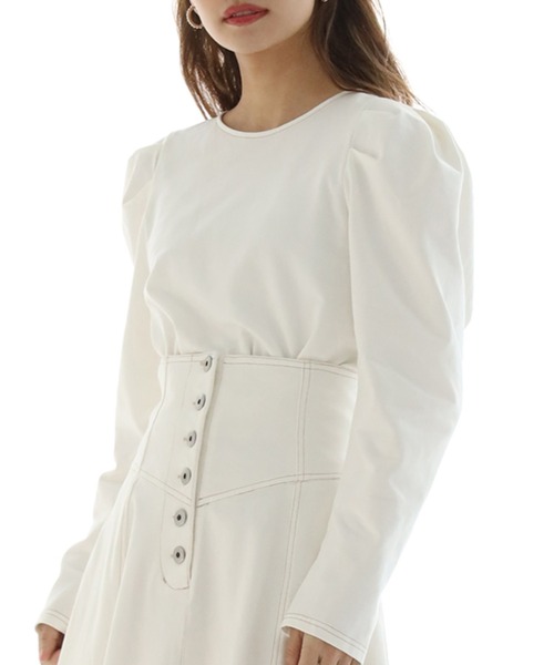 one after another NICE CLAUP（ワンアフターアナザーナイスクラップ）の「カットデニムトップス（Tシャツ/カットソー・レディース・ブラック/オフホワイト/インディゴブルー・FREE）」の14枚目の写真