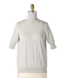 新品！未使用！Drawer ドゥロワー 18Gコットンボーダーニット カットソー 18Gコットンボーダークルーネックニット