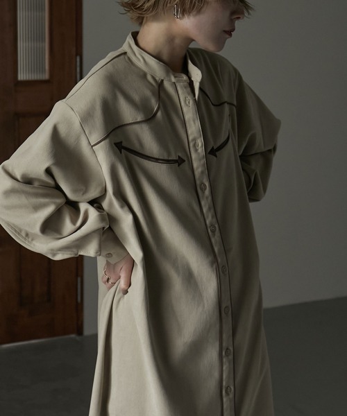 セール パイピングウエスタンシャツワンピース 21ss 春 ワンピース Etoll エトル のファッション通販 Zozotown