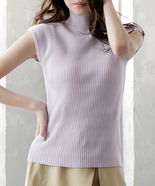 Julia Boutique（ジュリアブティック）の「ハイネックリブニットトップス・カットソー/21001（ニット/セーター・レディース・ホワイト/ブラック/ベージュ/パープル/イエロー/グリーン系その他・ONE）」の5枚目の写真