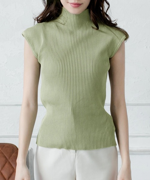 Julia Boutique（ジュリアブティック）の「ハイネックリブニットトップス・カットソー/21001（ニット/セーター・レディース・ホワイト/ブラック/ベージュ/パープル/イエロー/グリーン系その他・ONE）」の8枚目の写真