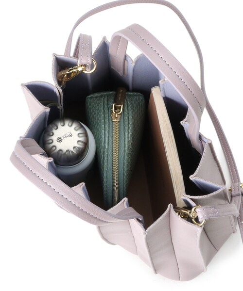 SHOO・LA・RUE（シューラルー）の「◆【ポシェット付】プリーツトート（トートバッグ・レディース・ブラック/ベージュ/ライトパープル・00）」の13枚目の写真