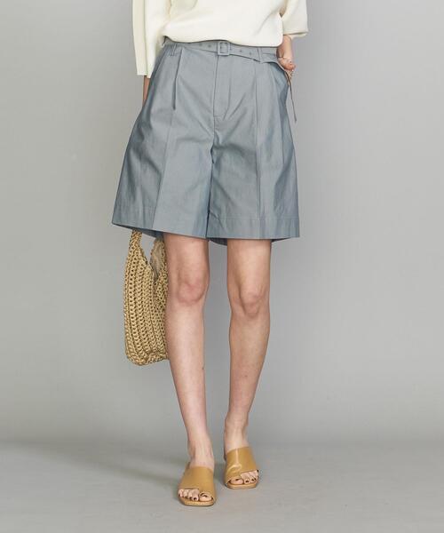 GROVE SEOUL（グローブソウル）の「＜GROVE SEOUL＞タックハーフパンツ（その他パンツ・レディース・オリーブ/ライトブルー・SMALL）」の2枚目の写真