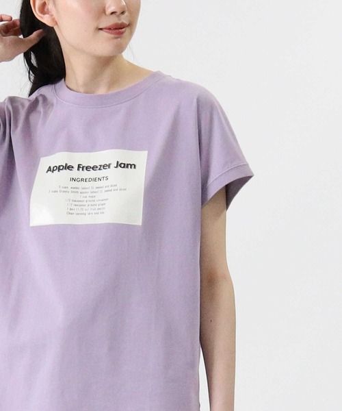 HONEYSUCKLE ROSE（ハニーサックルローズ）の「【HONEYSUCKLE ROSE】ラウンドプリントＴシャツ（Tシャツ/カットソー・レディース・ホワイト/パープル/サックスブルー/ブラック/ホワイト×レッド/ホワイト×イエロー/ブラック×レッド・M/L）」の7枚目の写真