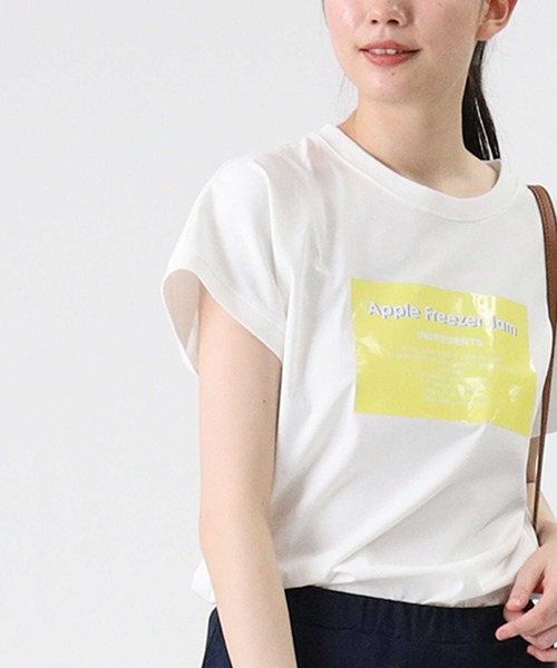 HONEYSUCKLE ROSE（ハニーサックルローズ）の「【HONEYSUCKLE ROSE】ラウンドプリントＴシャツ（Tシャツ/カットソー・レディース・ホワイト/パープル/サックスブルー/ブラック/ホワイト×レッド/ホワイト×イエロー/ブラック×レッド・M/L）」の3枚目の写真