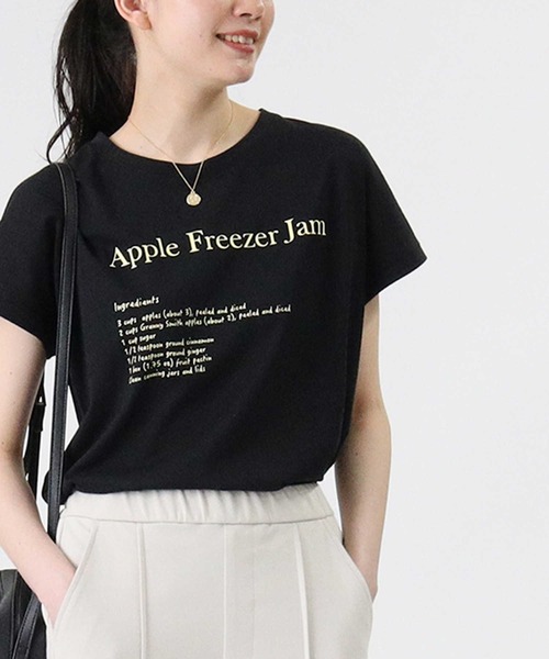 HONEYSUCKLE ROSE（ハニーサックルローズ）の「【HONEYSUCKLE ROSE】ラウンドプリントＴシャツ（Tシャツ/カットソー・レディース・ホワイト/パープル/サックスブルー/ブラック/ホワイト×レッド/ホワイト×イエロー/ブラック×レッド・M/L）」の4枚目の写真