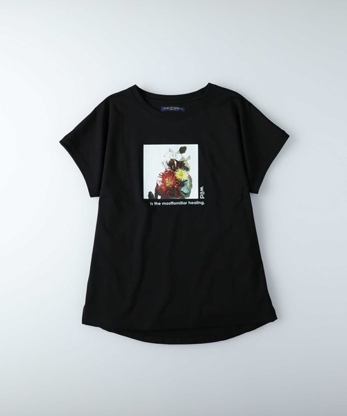 HONEYSUCKLE ROSE（ハニーサックルローズ）の「【HONEYSUCKLE ROSE】ラウンドプリントＴシャツ（Tシャツ/カットソー・レディース・ホワイト/パープル/サックスブルー/ブラック/ホワイト×レッド/ホワイト×イエロー/ブラック×レッド・M/L）」の11枚目の写真
