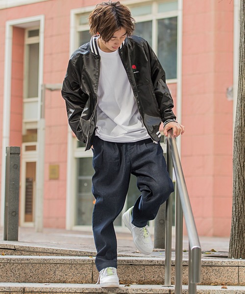 スカジャン(緑✕シルバー)！白バラ！薔薇　Mサイズ スカジャン(緑✕シルバー)！白バラ！薔薇 Mサイズ