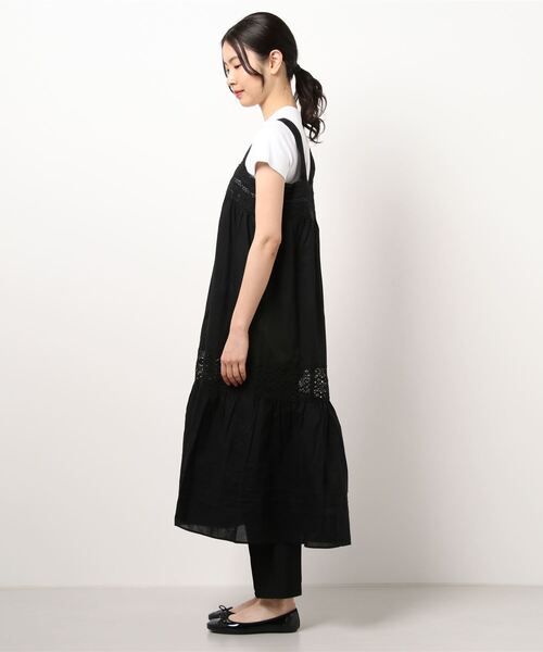 POU DOU DOU（プードゥドゥ）の「ソフトローンレースキャミワンピース（ワンピース・レディース・ブラック/オフホワイト・3）」の3枚目の写真