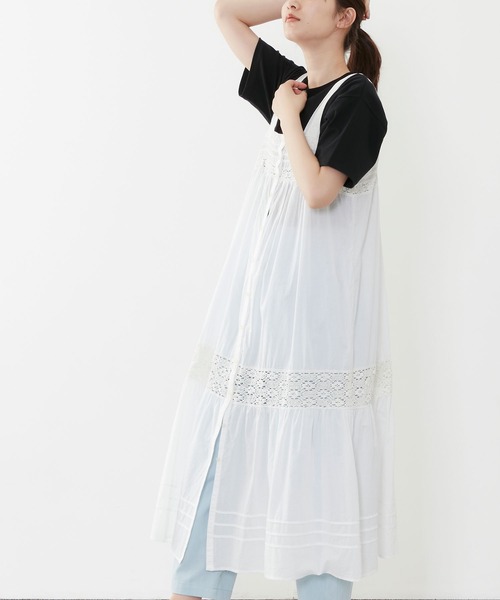 POU DOU DOU（プードゥドゥ）の「ソフトローンレースキャミワンピース（ワンピース・レディース・ブラック/オフホワイト・3）」の9枚目の写真