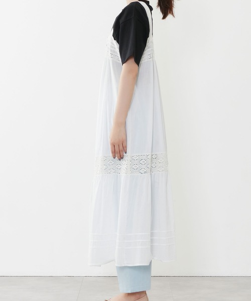 POU DOU DOU（プードゥドゥ）の「ソフトローンレースキャミワンピース（ワンピース・レディース・ブラック/オフホワイト・3）」の10枚目の写真