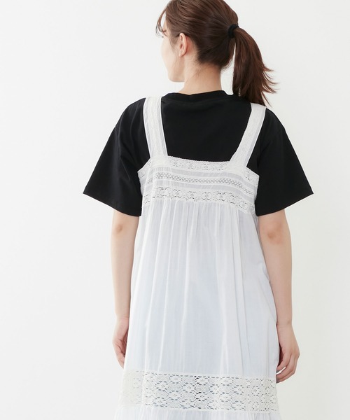 POU DOU DOU（プードゥドゥ）の「ソフトローンレースキャミワンピース（ワンピース・レディース・ブラック/オフホワイト・3）」の11枚目の写真