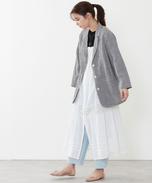 POU DOU DOU（プードゥドゥ）の「ソフトローンレースキャミワンピース（ワンピース・レディース・ブラック/オフホワイト・3）」の12枚目の写真