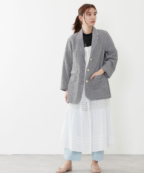 POU DOU DOU（プードゥドゥ）の「ソフトローンレースキャミワンピース（ワンピース・レディース・ブラック/オフホワイト・3）」の13枚目の写真