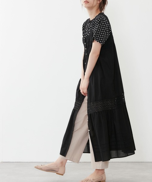 POU DOU DOU（プードゥドゥ）の「ソフトローンレースキャミワンピース（ワンピース・レディース・ブラック/オフホワイト・3）」の16枚目の写真