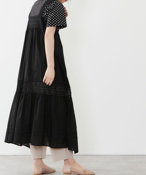 POU DOU DOU（プードゥドゥ）の「ソフトローンレースキャミワンピース（ワンピース・レディース・ブラック/オフホワイト・3）」の17枚目の写真