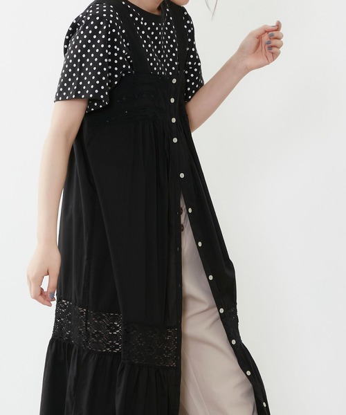 POU DOU DOU（プードゥドゥ）の「ソフトローンレースキャミワンピース（ワンピース・レディース・ブラック/オフホワイト・3）」の19枚目の写真