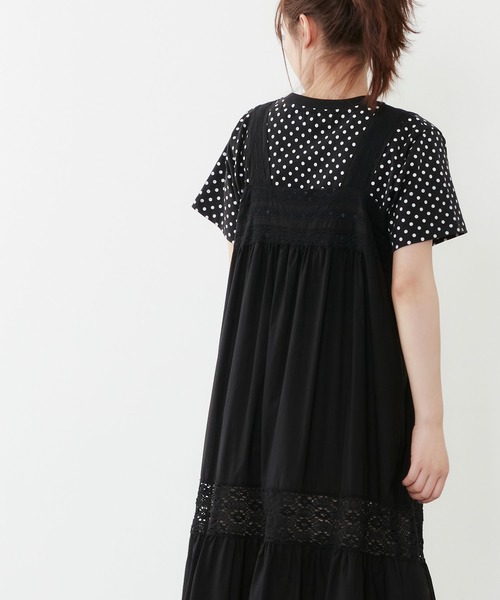 POU DOU DOU（プードゥドゥ）の「ソフトローンレースキャミワンピース（ワンピース・レディース・ブラック/オフホワイト・3）」の20枚目の写真