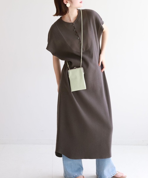 SLOBE citron.（スローブシトロン）の「SLOBE citron. ワッフルデザインワンピース【手洗い可能】◆（ワンピース・レディース・ナチュラル/グレー・FREE）」の2枚目の写真