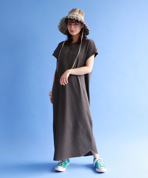 SLOBE citron.（スローブシトロン）の「SLOBE citron. ワッフルデザインワンピース【手洗い可能】◆（ワンピース・レディース・ナチュラル/グレー・FREE）」の3枚目の写真