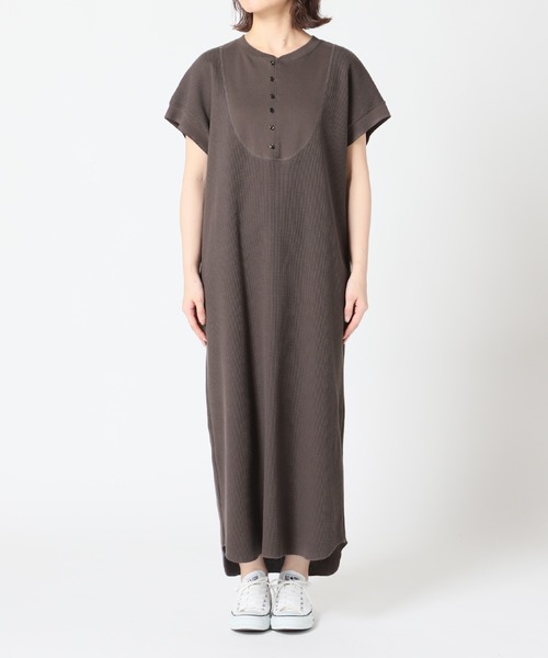 SLOBE citron.（スローブシトロン）の「SLOBE citron. ワッフルデザインワンピース【手洗い可能】◆（ワンピース・レディース・ナチュラル/グレー・FREE）」の5枚目の写真