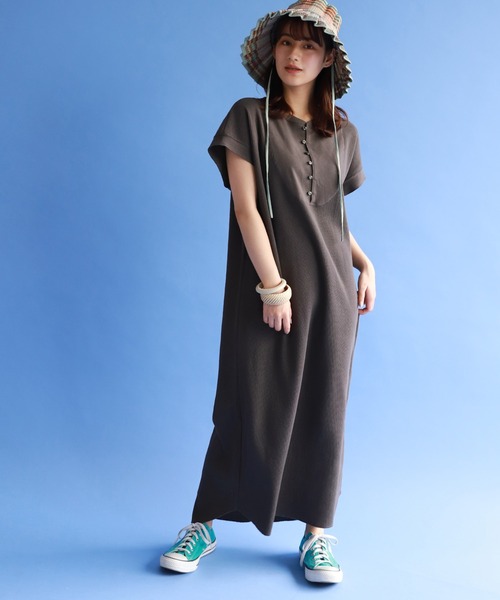 SLOBE citron.（スローブシトロン）の「SLOBE citron. ワッフルデザインワンピース【手洗い可能】◆（ワンピース・レディース・ナチュラル/グレー・FREE）」の17枚目の写真