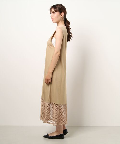 A PUPIL（アピューピル）の「【A PUPIL】メッシュノースリーブワンピース（ワンピース・レディース・ベージュ/ラベンダー・FREE）」の3枚目の写真