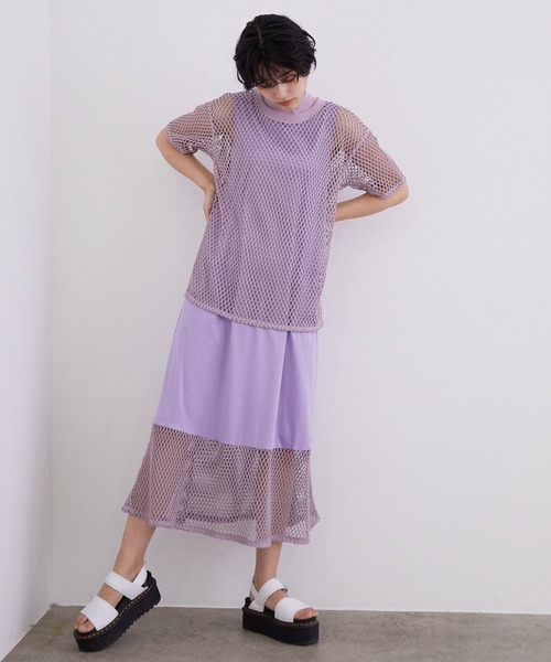 A PUPIL（アピューピル）の「【A PUPIL】メッシュノースリーブワンピース（ワンピース・レディース・ベージュ/ラベンダー・FREE）」の21枚目の写真