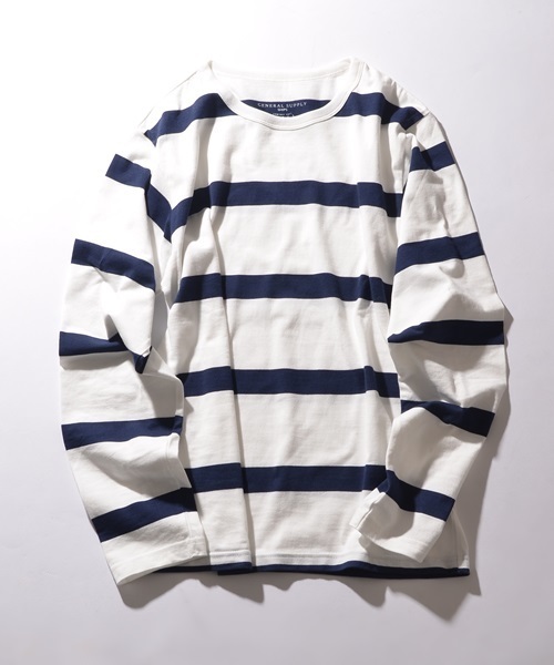 SHIPS JET BLUE(シップスジェットブルー)の「SGS: ビッグボーダーTee L/S(Tシャツ/カットソー・メンズ・ワイン/ブルー/ネイビー/グレー/ブラック/コバルトブルー/グリーン系その他/イエロー/ブルー系その他/グリーン/ロイヤルブルー/オフホワイト・MEDIUM/LARGE/SMALL/X-LARGE)」の1枚目の写真