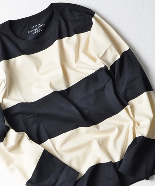 SHIPS JET BLUE(シップスジェットブルー)の「SGS: ビッグボーダーTee L/S(Tシャツ/カットソー・メンズ・ワイン/ブルー/ネイビー/グレー/ブラック/コバルトブルー/グリーン系その他/イエロー/ブルー系その他/グリーン/ロイヤルブルー/オフホワイト・MEDIUM/LARGE/SMALL/X-LARGE)」の2枚目の写真