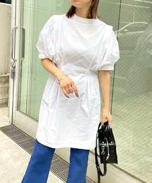 WHO'S WHO gallery | ペザントギャザー半袖ミニワンピ(シャツワンピース)