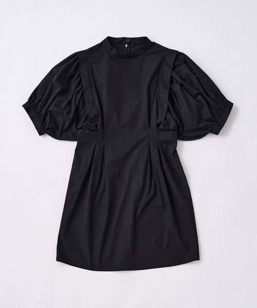 WHO'S WHO gallery（フーズフーギャラリー）の「ペザントギャザー半袖ミニワンピ（シャツワンピース・レディース・オフホワイト/ブラック・FREE）」の21枚目の写真