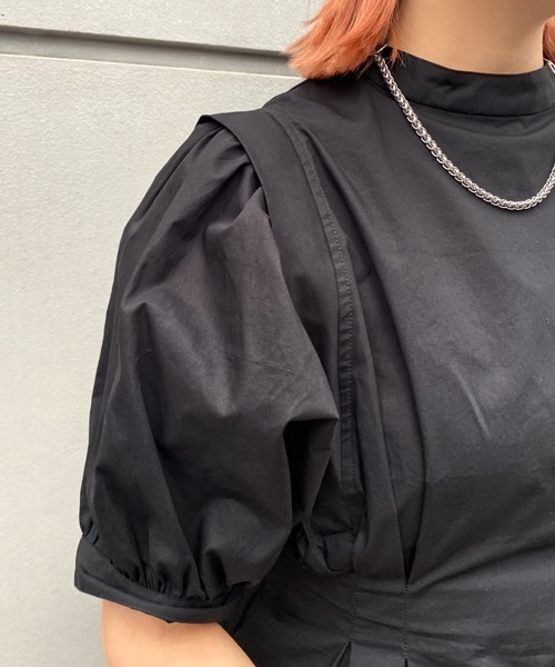 WHO'S WHO gallery（フーズフーギャラリー）の「ペザントギャザー半袖ミニワンピ（シャツワンピース・レディース・オフホワイト/ブラック・FREE）」の11枚目の写真