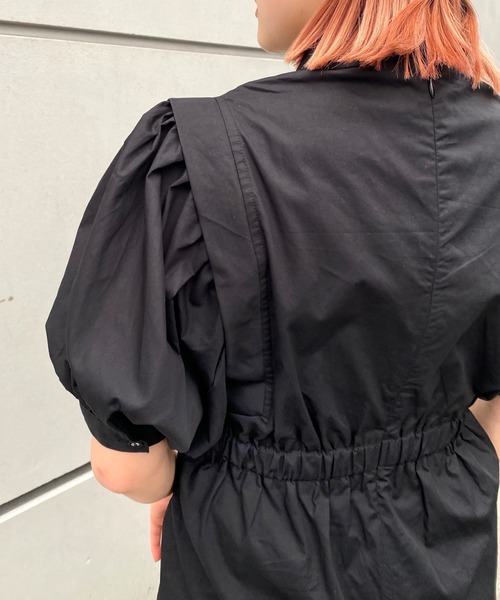 WHO'S WHO gallery（フーズフーギャラリー）の「ペザントギャザー半袖ミニワンピ（シャツワンピース・レディース・オフホワイト/ブラック・FREE）」の16枚目の写真