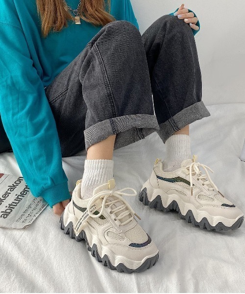 Shoes in Closet（シューズインクローゼット）の「厚底  凹凸ボリュームソール ボリューム / ダッドスニーカー 09（スニーカー・レディース・ホワイト/ベージュ・LL/S/M/L/XS/3L）」の18枚目の写真