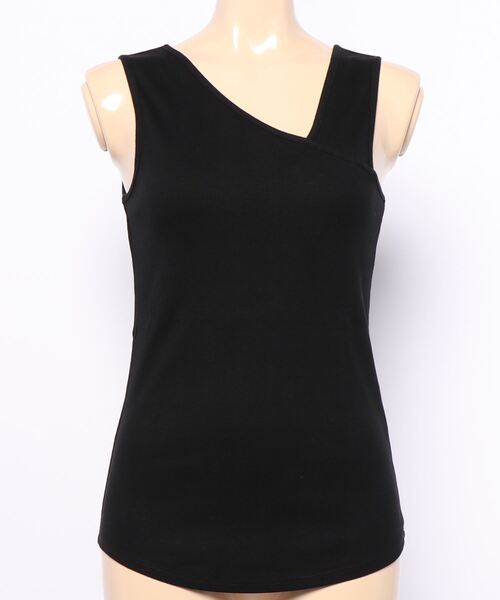 earth music&ecology（アースミュージックアンドエコロジー）の「アシンメトリーネックタンクトップ ＊（タンクトップ・レディース・ライトベージュ/ブラック/モカ/アイボリー・S/M）」の3枚目の写真